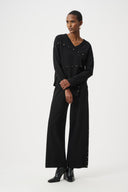 Joseph Ribkoff Asymmetric Sweater With Metal Stud Detail Style 263961