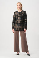 Joseph Ribkoff Leatherette Collarless Two-Tone Jacket Style 263963