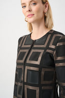 Joseph Ribkoff Leatherette Collarless Two-Tone Jacket Style 263963