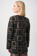 Joseph Ribkoff Leatherette Collarless Two-Tone Jacket Style 263963