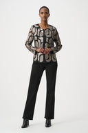 Joseph Ribkoff Leatherette And Mesh Embroidered Jacket Style 263964