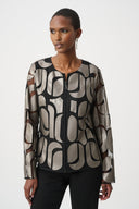 Joseph Ribkoff Leatherette And Mesh Embroidered Jacket Style 263964
