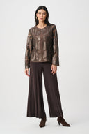 Joseph Ribkoff Leatherette And Mesh Embroidered Jacket Style 263964