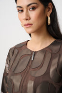 Joseph Ribkoff Leatherette And Mesh Embroidered Jacket Style 263964