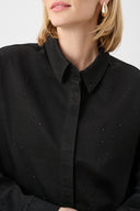 Joseph Ribkoff Denim Cropped Blouse With Rhinestone Detail Style 263965