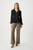 Joseph Ribkoff Cotton Knit Fit And Flare Peplum Cardigan Style 263968