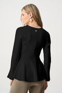 Joseph Ribkoff Cotton Knit Fit And Flare Peplum Cardigan Style 263968