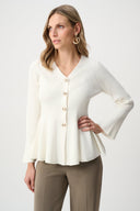 Joseph Ribkoff Cotton Knit Fit And Flare Peplum Cardigan Style 263968