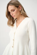 Joseph Ribkoff Cotton Knit Fit And Flare Peplum Cardigan Style 263968