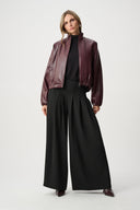 Joseph Ribkoff Leatherette Mock-Neck Bomber Jacket Style 263971