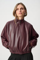 Joseph Ribkoff Leatherette Mock-Neck Bomber Jacket Style 263971