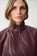 Joseph Ribkoff Leatherette Mock-Neck Bomber Jacket Style 263971