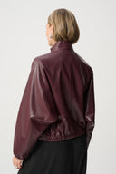 Joseph Ribkoff Leatherette Mock-Neck Bomber Jacket Style 263971