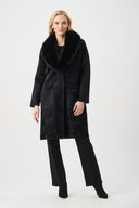 Joseph Ribkoff Feather Yarn Knit Coat With Detachable Faux Fur Collar Style 263973