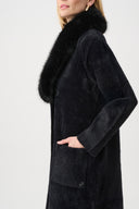 Joseph Ribkoff Feather Yarn Knit Coat With Detachable Faux Fur Collar Style 263973