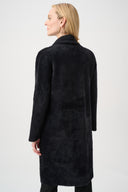 Joseph Ribkoff Feather Yarn Knit Coat With Detachable Faux Fur Collar Style 263973