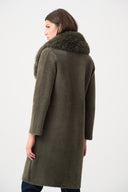 Joseph Ribkoff Feather Yarn Knit Coat With Detachable Faux Fur Collar Style 263973