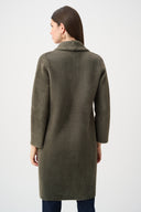 Joseph Ribkoff Feather Yarn Knit Coat With Detachable Faux Fur Collar Style 263973