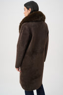 Joseph Ribkoff Feather Yarn Knit Coat With Detachable Faux Fur Collar Style 263973