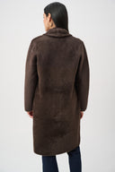 Joseph Ribkoff Feather Yarn Knit Coat With Detachable Faux Fur Collar Style 263973