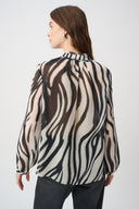 Joseph Ribkoff Animal Print Chiffon Tie-Neck Blouse Style 264023