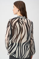 Joseph Ribkoff Animal Print Chiffon Tie-Neck Blouse Style 264023