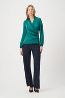 Joseph Ribkoff Satin Faux-Wrap Top Style 264026