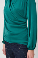 Joseph Ribkoff Satin Faux-Wrap Top Style 264026
