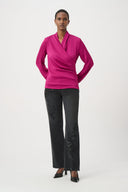 Joseph Ribkoff Satin Faux-Wrap Top Style 264026