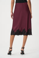 Joseph Ribkoff Lace Trim Satin Midi Skirt Style 264037