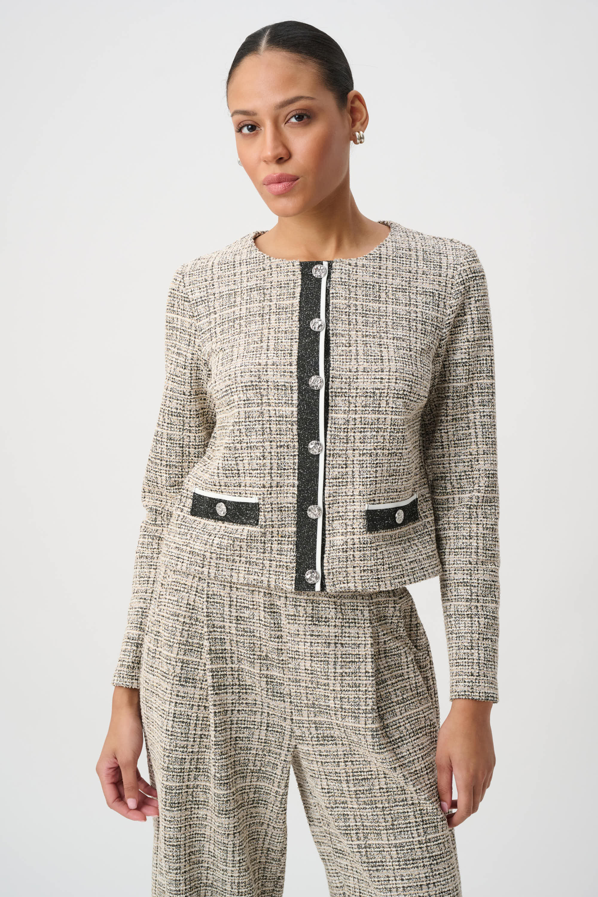 Joseph Ribkoff Plaid Boucle Jacket Style 264040 – Luxetire