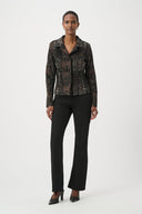 Joseph Ribkoff Plaid Knit Straight-Cut Jacket Style 264058.