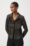 Joseph Ribkoff Plaid Knit Straight-Cut Jacket Style 264058