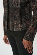 Joseph Ribkoff Plaid Knit Straight-Cut Jacket Style 264058