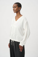 Joseph Ribkoff Drawstring Hem Cocoon Satin Top Style 264101