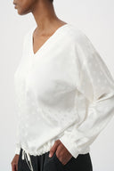 Joseph Ribkoff Drawstring Hem Cocoon Satin Top Style 264101