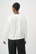 Joseph Ribkoff Drawstring Hem Cocoon Satin Top Style 264101