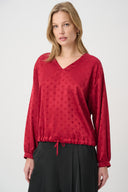 Joseph Ribkoff Drawstring Hem Cocoon Satin Top Style 264101
