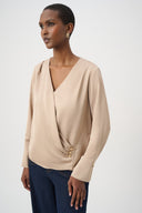 Joseph Ribkoff Satin Wrap Long Sleeve Top Style 264102