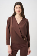 Joseph Ribkoff Satin Wrap Long Sleeve Top Style 264102