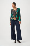Joseph Ribkoff Abstract Print Satin Wrap Top Style 264103