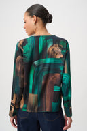 Joseph Ribkoff Abstract Print Satin Wrap Top Style 264103