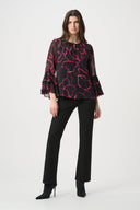 Joseph Ribkoff Floral Chiffon Tie-Neck Top Style 264115