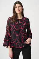 Joseph Ribkoff Floral Chiffon Tie-Neck Top Style 264115