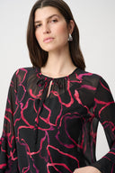 Joseph Ribkoff Floral Chiffon Tie-Neck Top Style 264115