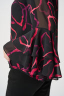 Joseph Ribkoff Floral Chiffon Tie-Neck Top Style 264115