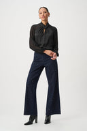 Joseph Ribkoff Satin Top With Chiffon Sleeves Style 264119