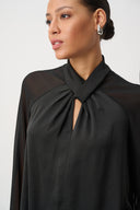 Joseph Ribkoff Satin Top With Chiffon Sleeves Style 264119