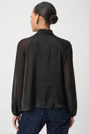 Joseph Ribkoff Satin Top With Chiffon Sleeves Style 264119