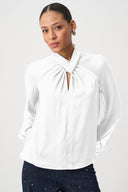 Joseph Ribkoff Satin Top With Chiffon Sleeves Style 264119